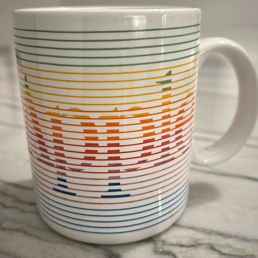 Apple Vintage Mug - Six Color Striped - Very Rare - Rainbow